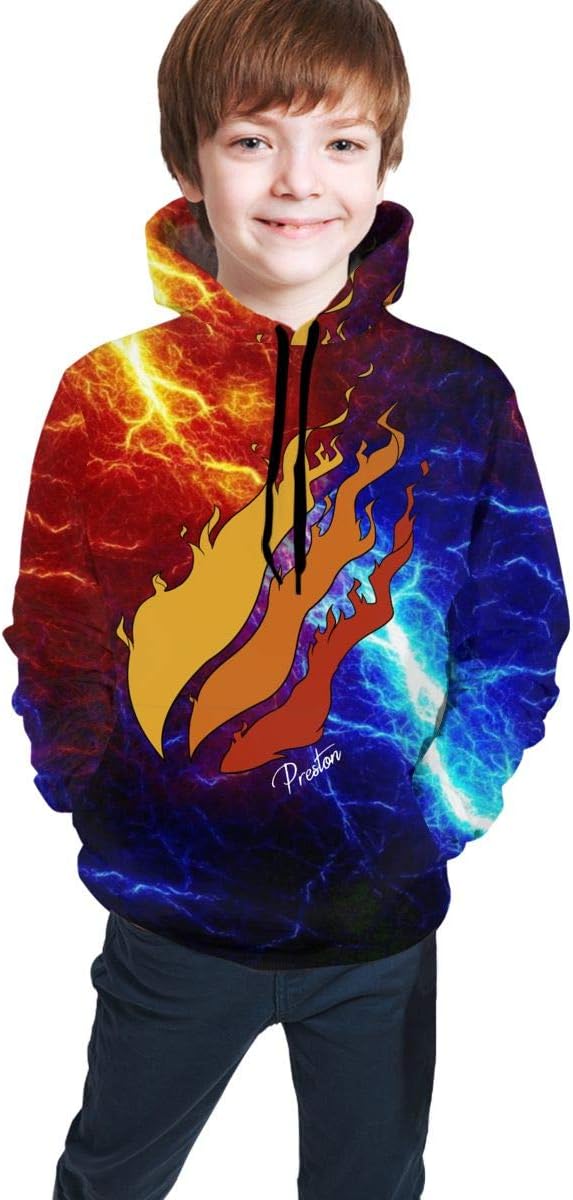 Fashion Preston Playz Fire Ice Cream 3D Print Hoodie Casual Long Sleeve Sweatshirts for Kids Boys and Girls