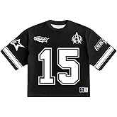 RoseSeek Men's Number Graphic Short Sleeve Jersey Shirts Y2K Star Crew Neck Loose Fit Casual T Shirt Streetwear