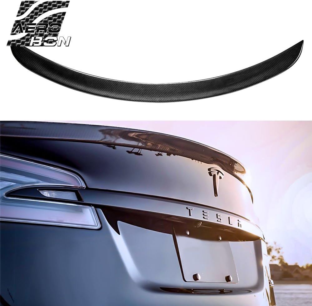 AeroBon Real Carbon Fiber Trunk Spoiler Compatible with Model S, 2012-2020