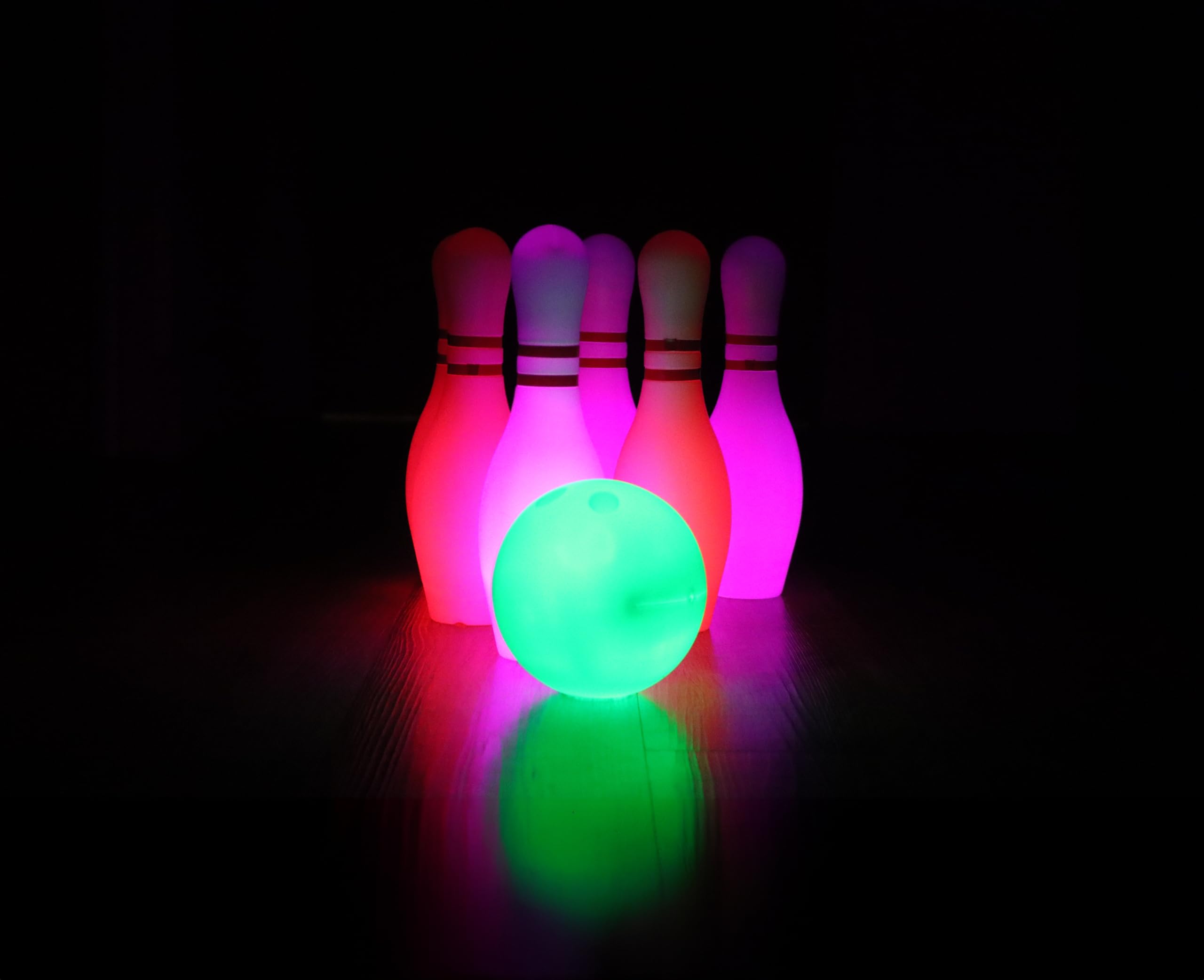 Glow Games, Glow in the dark bowling set with LED lights, 92592, Light up toys, for ages 5+ years.