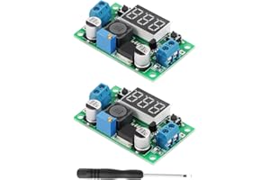 RIIEYOCA LM-2596 DC to DC Step Down Module,Adjustable Voltage Regulator 4V-40V to 1.25-37V Up to 2A,Buck Power Supply with LED Voltmeter Display(2-Pack)