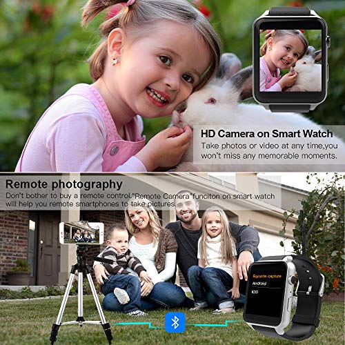 Evershop Smart Watch with HD Camera and TF SIM Card Slot for Men Women, Fitness Tracker Watch with Heart Rate Monitor Sleep Monitor Pedometer for Android iOS (Silver) - Thumbnail 4