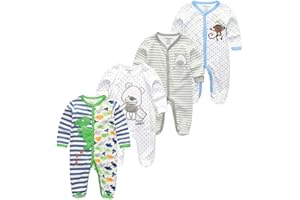 Kiddiezoom Baby and Toddler Boys'Snug Fit Footed Cotton One-Piece Romper Jumpsuit