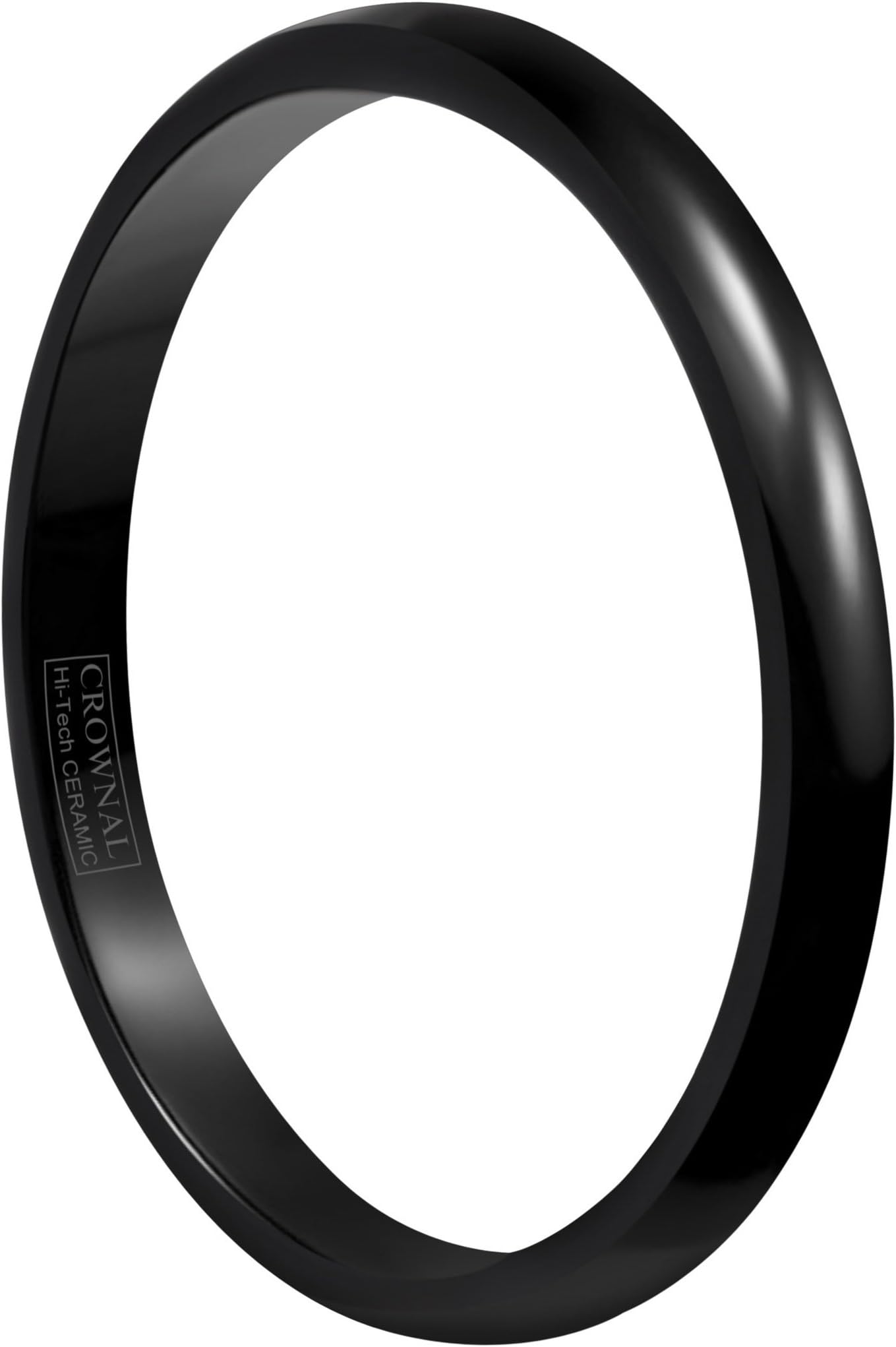 Crownal 2mm/4mm/6mm/8mm Black Ceramic Wedding Band Ring Men Women Couple Plain Dome High Polished Comfort Fit Size 3.5 To 16