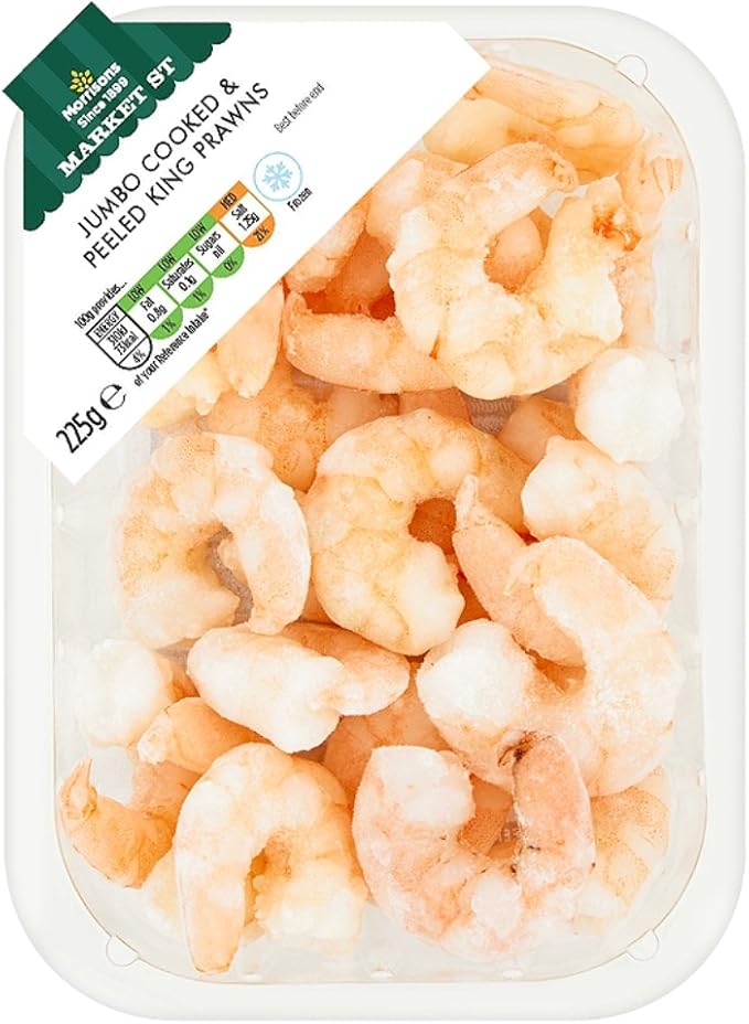 Morrisons Jumbo Cooked and Peeled King Prawns, 225g (Frozen) Amazon.co