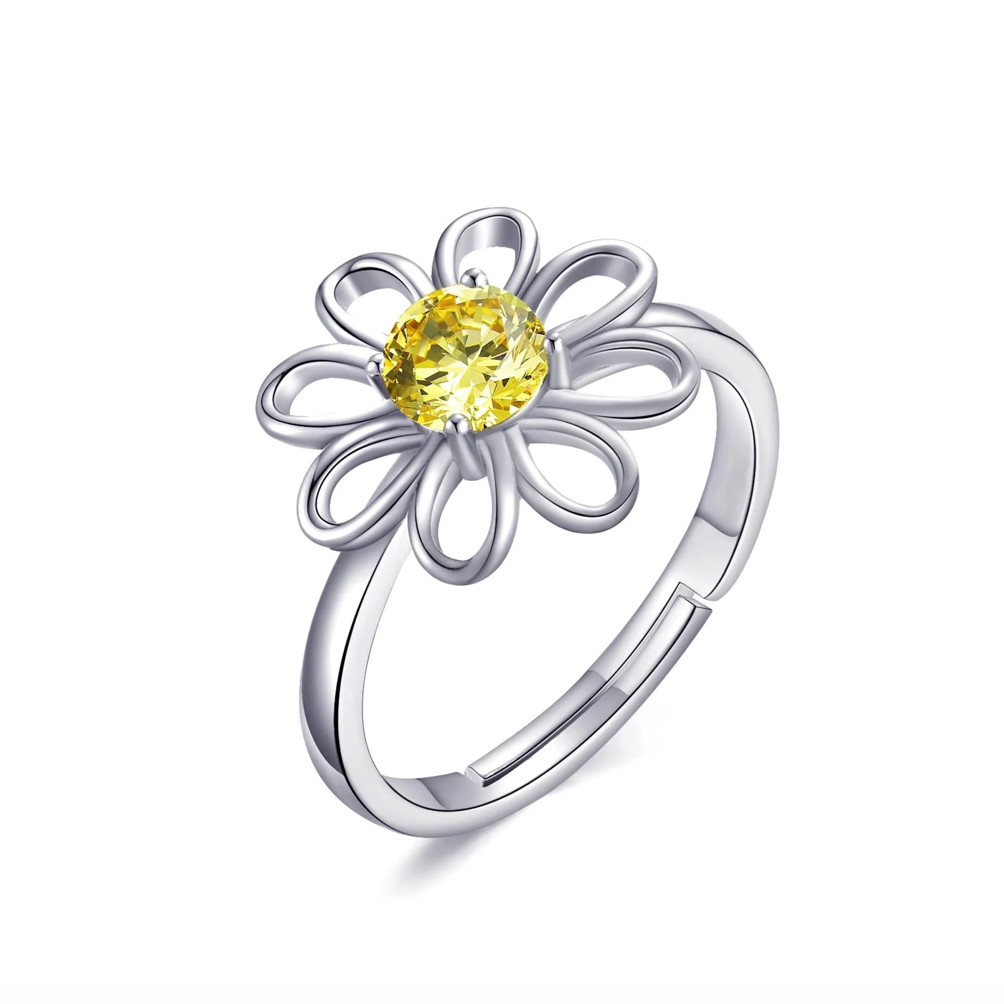 Philip Jones Adjustable Crystal Daisy Ring Created with Zircondia® Crystals