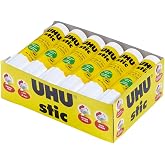 UHU Stic Glue Stick, 12-Pack Bulk Set: 21g Sticks &ndash; Washable &ndash; All Purpose School &amp; Craft Adhesive for Kids, Scrapbooking, Office &amp; Home Use &ndash; Dries Clear, Screw Cap, Strong, Solvent Free