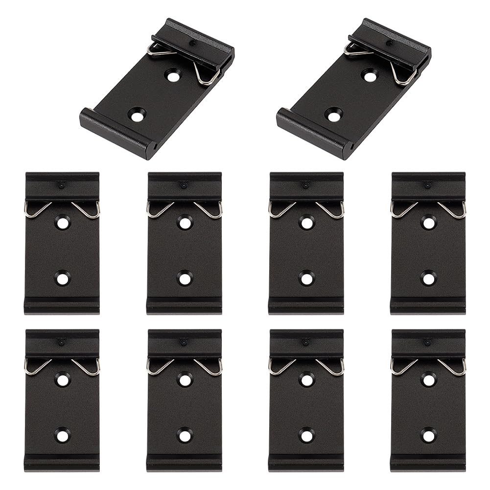 AHANDMAKER 10 Pcs Din Rail Fixed Clamp, 1.02 Inch Width Universal DIN Rail Mount Clip Snap, Aluminium Alloy Din-Rail Mounting Brackets Solid State Relay Clip for Relay Mounting