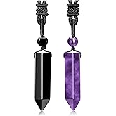 Top Plaza Healing Crystal Stone Necklaces for Men Hexagonal Pendant Necklaces Adjustable Braided Rope Natural Gemstone Necklace Jewelry Christmas Gift for Dad, Husband