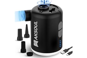 AKSOUL Portable Air Pump for Inflatables: Electric Pumps for Air Mattress Air Bed Pool Floats Raft (Basic & Tiny & Upgraded)