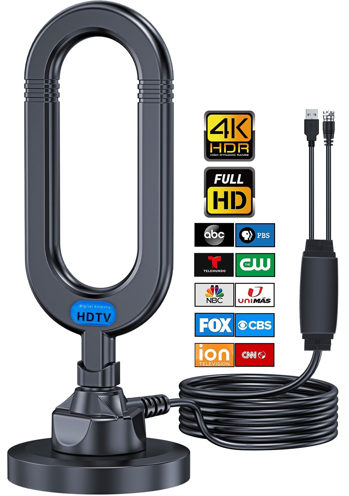 WUMINGLU TV Antenna for Smart TV Indoor 2025 4K Digital HDTV Up to 380 Miles Long Range Local Channels Indoor Outdoor