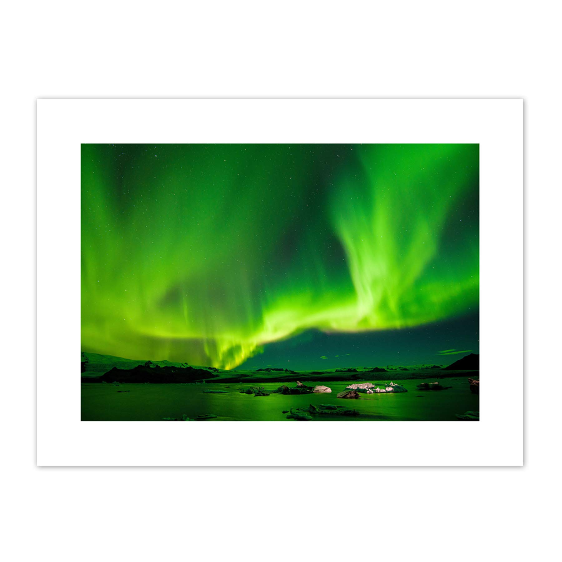 Northern Lights Aurora Borealis Green Canvas Wall Art Print