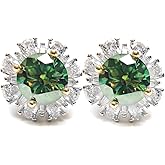 S925 Silver Stud Earrings Jewelry 2.0 Carat Green Moissanite Mother Ear Stud Anniversary Party for Women Gift with Gift Boxs