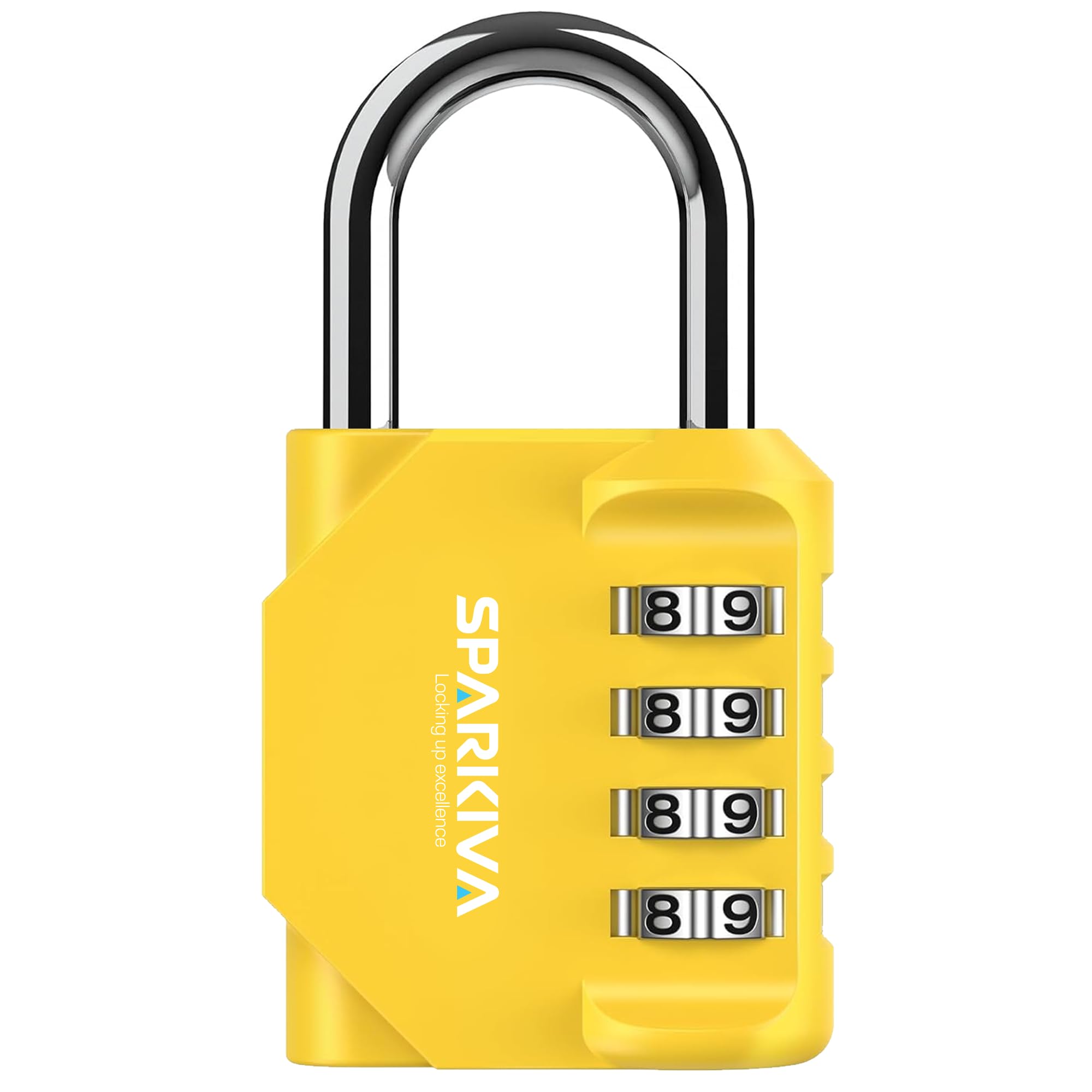 Sparkiva Combination Padlock with Code, 4 Digit Heavy Duty Padlock Weatherproof & Rust-Resistant Gym Locker Padlocks for School & Garage – Secure & Durable Code Padlock,Yellow