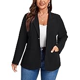 MINTLIMIT Plus Size Blazers for Women Casual Work Office Long Sleeve Button Front Cardigan Suit Jacket Blazer with Pockets