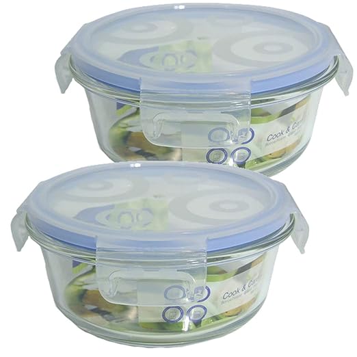 Bittamina Set de 2 Tuppers de Cristal Redondos de 600 ML ...