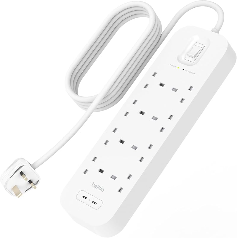 Belkin 8-Outlet Surge Protector Power Strip with 2 USB-C PD Ports