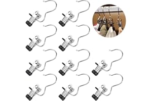 OOTDAY Clothes Pins, 4.5 inch Hanger Hooks, 10 Pack Hangers with Clips, Stainless Steel Hanger Clips for Closet, Travel, Socks, Bags