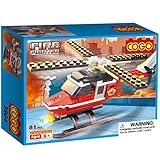 COGO 3904 Fire Rescue Helicopter with Fireman Doll Spinning Propeller Heli Blade Vehicle Compatible Building Blocks Set 81 Bricks