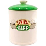 Silver Buffalo Friends Central Perk Logo Canister Ceramic Cookie Jar With Sculpted Coffee Mug Lid (Large)