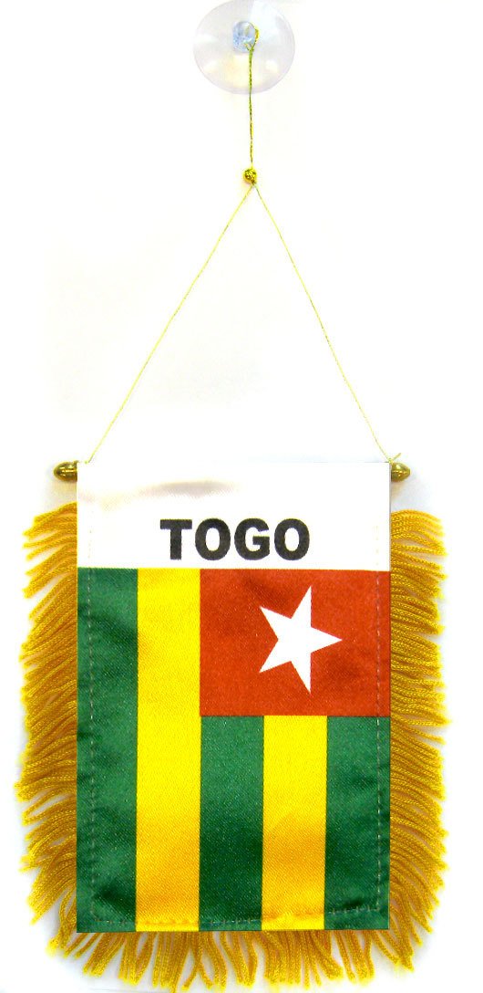 AZ FLAG - Togo Mini Banner - 6'' x 4'' - 100% Polyester Togolese Small Pennant for Car - Double-sided Flag with Suction Cup Hanger — image 1