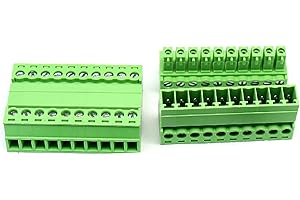 Kuosbiu 2 Set 10 Pin 3.81mm Pitch Screw Terminal Block Connector for 28-16AWG, Pluggable Quick Connector