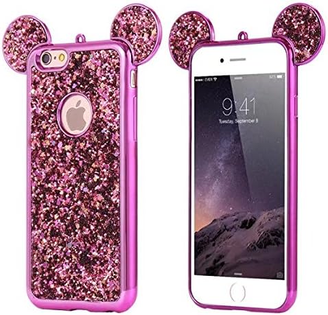 Max BLV Galaxy S8 Plus Phone Case,Cartoon Cute Mouse Ears Luxury Bling Glitter Shiny Sparkle Diamond Soft TPU Phone Case Cover for Samsung Galaxy S8 Plus,Rose