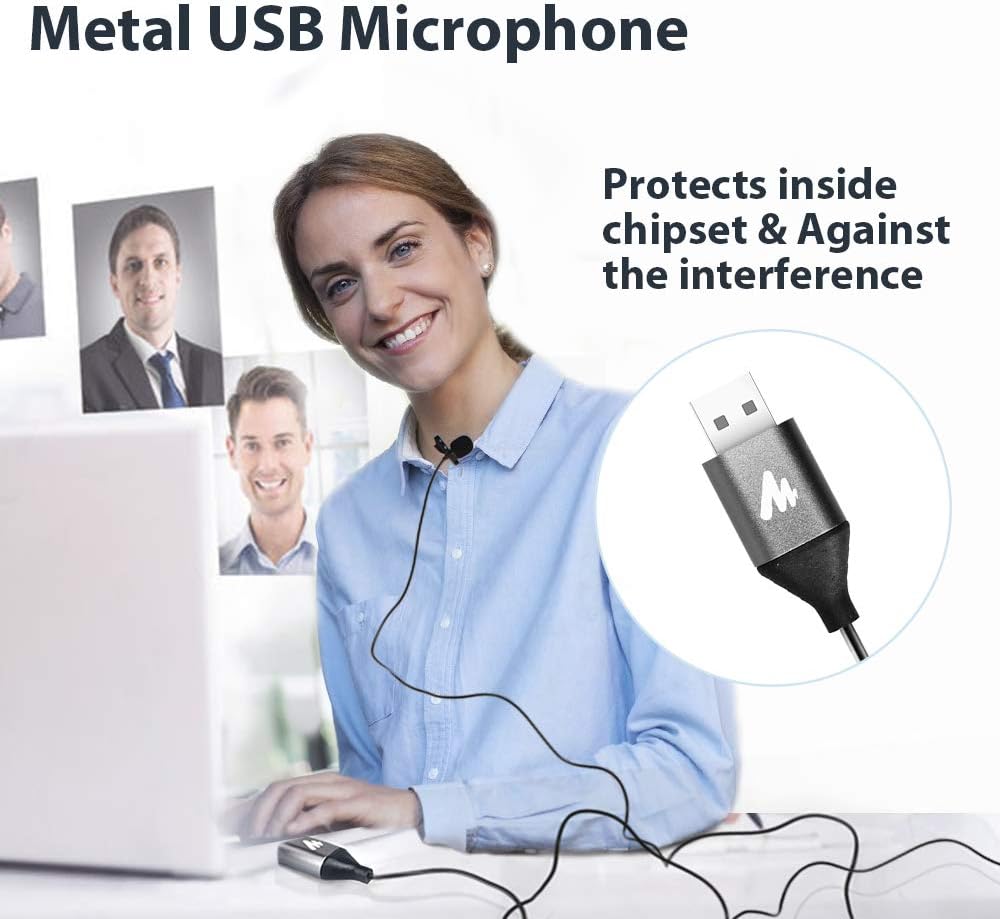 USB Lavalier Microphone-MAONO AU-UL10 192kHz/24bit Omnidirectional Lapel Mic Hands Free Shirt Collar Clip-on Microphone for PC Computer, Laptop, YouTube, Skype Recording, Live Broadcasting: Home Audio & Theater