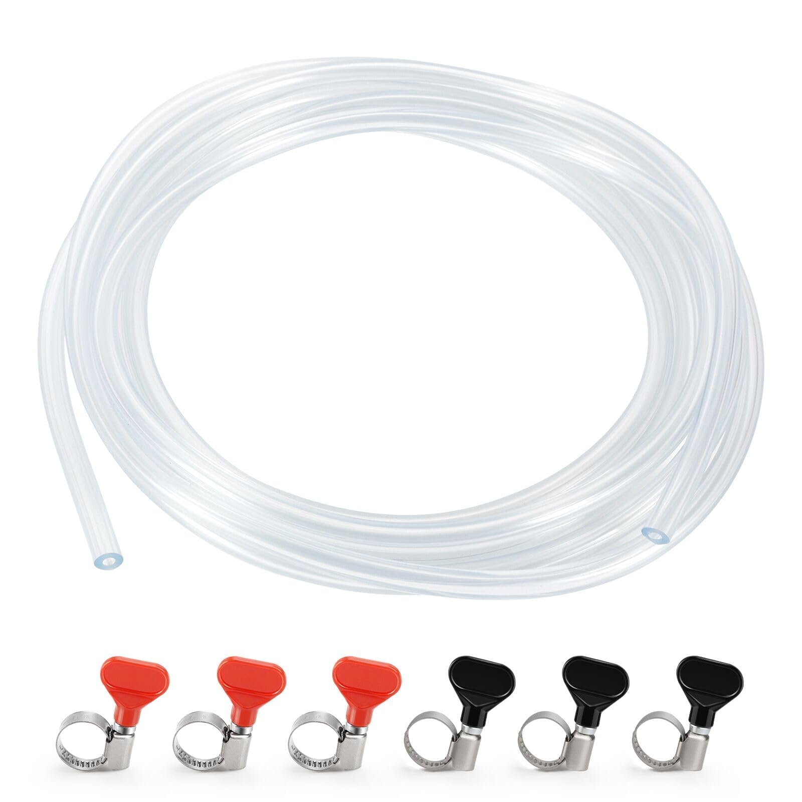 Photo 1 of 15 Feet - Dbgogo Beer Line Tubing 3/16” ID 7/16” OD Clear Vinyl Kegerator Beer Line Replacement Kit Food Safe Beer Hose for Kegerator, D Coupler, Beer Tower, Wine Making Keg Beer Line with Hose Clamps
