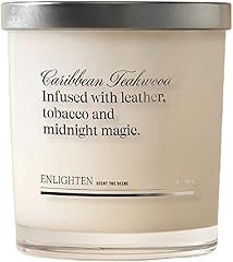 Enlighten Caribbean Teakwood Candle | Luxurious Leather, Black Pepper, Tobacco Scent | Double Scent Load for Enhanced Aroma |