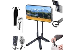 Magnetic Tripod for iPhone, Portable Phone Holder Mini Tripod with Double-Sid, 180° Adjustable Phone Stand, Cell Stand for iP