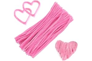 TPPYONY 100Pcs Pink Pipe Cleaners Chenille Stem for DIY Crafts,Arts,Wedding,Home,Party,Valentine's Day Holiday Decoration 6 mm x 12 Inch