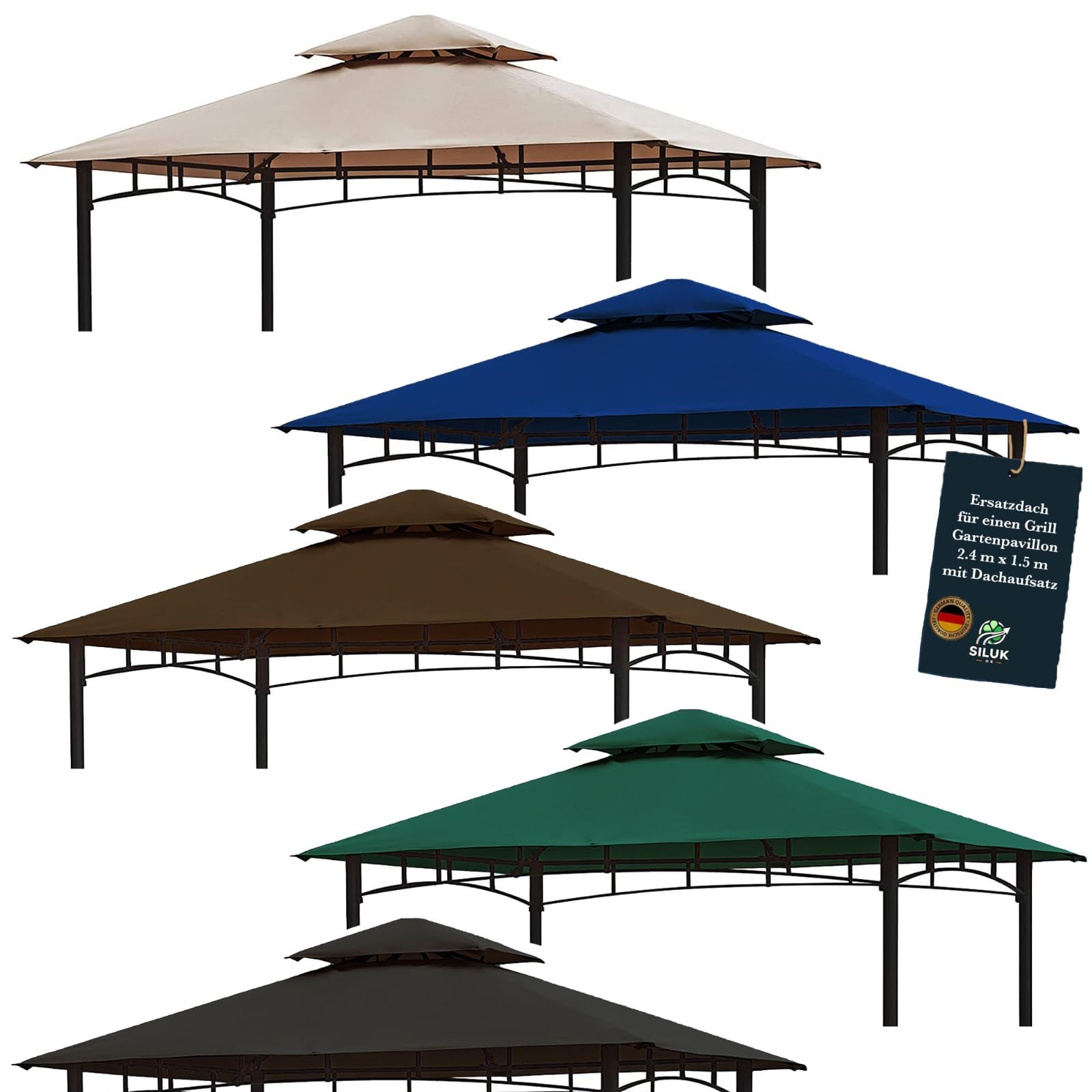 freigarten.de Replacement Canopy for BBQ Gazebos, 2.4 x 1.5 m, Antique Sand, Waterproof Gazebo Material: Panama PVC Soft 370 g/m², Extra Strong, Model 11