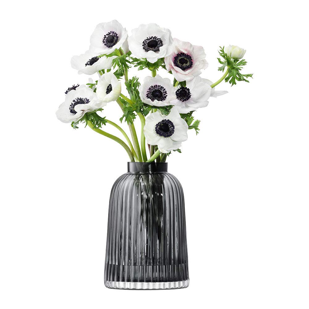 LSA Pleat Vase H20cm Grey| 1 Unit | Mouthblown & Handmade Glass | PT03