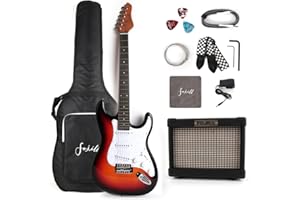Fojill Full Size Beginner Kit Electric Guitar Guitars Set Starter Package with Amplifier, 600D Bag,Picks, Cable, Strap, Extra Strings (FSTS-30, Sunburst)