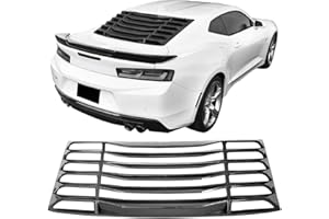 IKON MOTORSPORTS, Window Louvers Compatible with 2016-2023 Chevy Camaro, IKON Style Carbon Fiber Print Rear Window Scoop Cover Sun Shade, 2017 2018