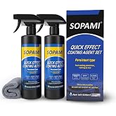 Sopami Car Coating Spray, Quick Effect Coating Agent - 33.8 FL OZ | Car Scratch Wax Polish Spray Waterless Wash, Quickly Coat Car Wax, Oil Film Emulsion Glass Cleaner with towel for All Car