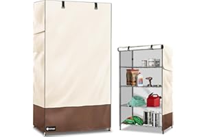 Exokugo Wire Shelf Cover,600D Heavy Duty 100% Waterproof Shelf Covers for Wire Shelving,Outdoor Storage Shelves Cover for Metal Rack,48" W x 18" D x 72" H,Beige & Brown