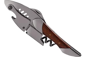 SIVERMISE Waiters Corkscrew, Wine Bottle Opener, Heavy Duty Stainless Steel, Rosewood Handle, Shark Shaped Wine Key, Gift for