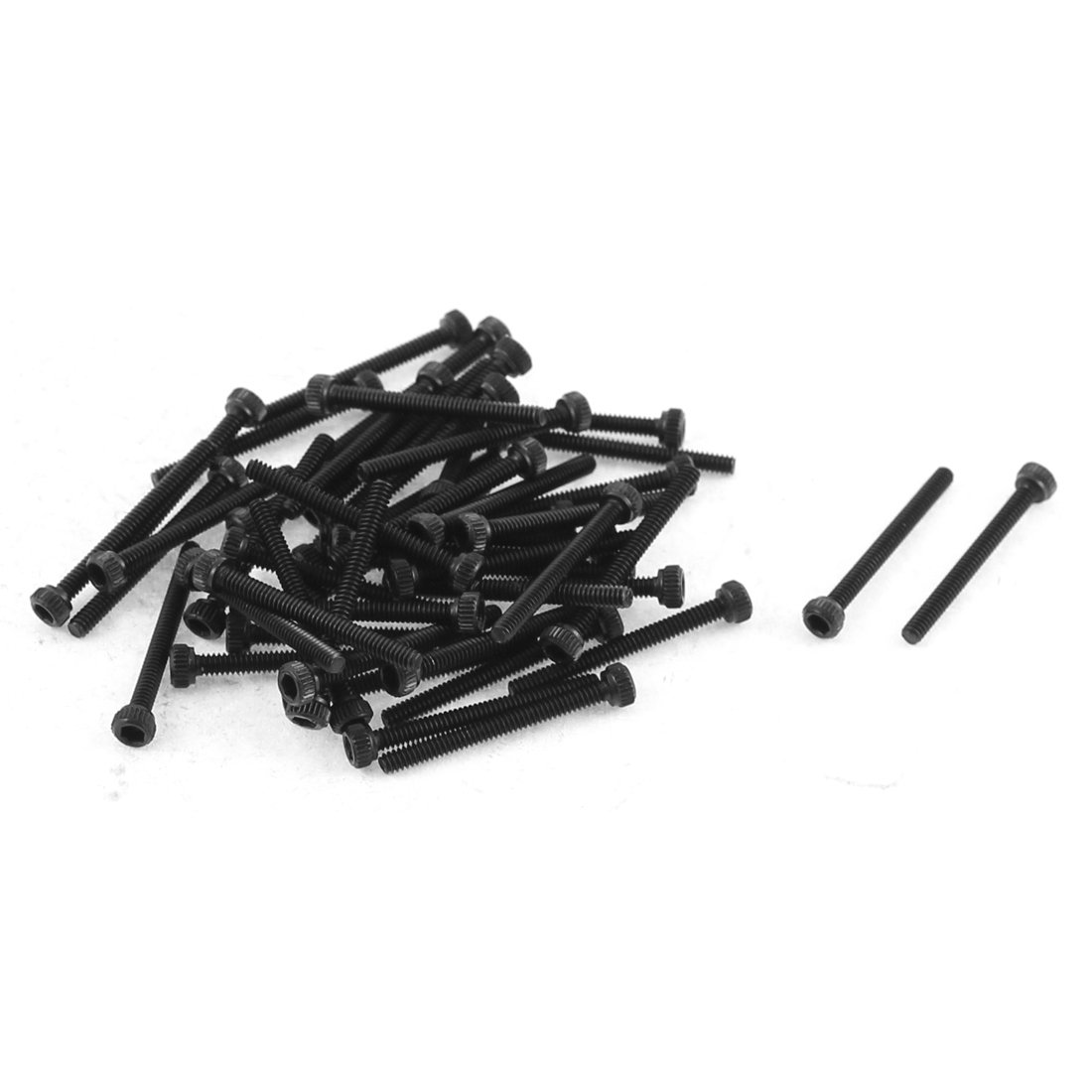 Sourcingmap M1.6x16mm 12.9 Alloy Steel Screw Cap Point Hex Socket Screws Bolts Black 50pcs