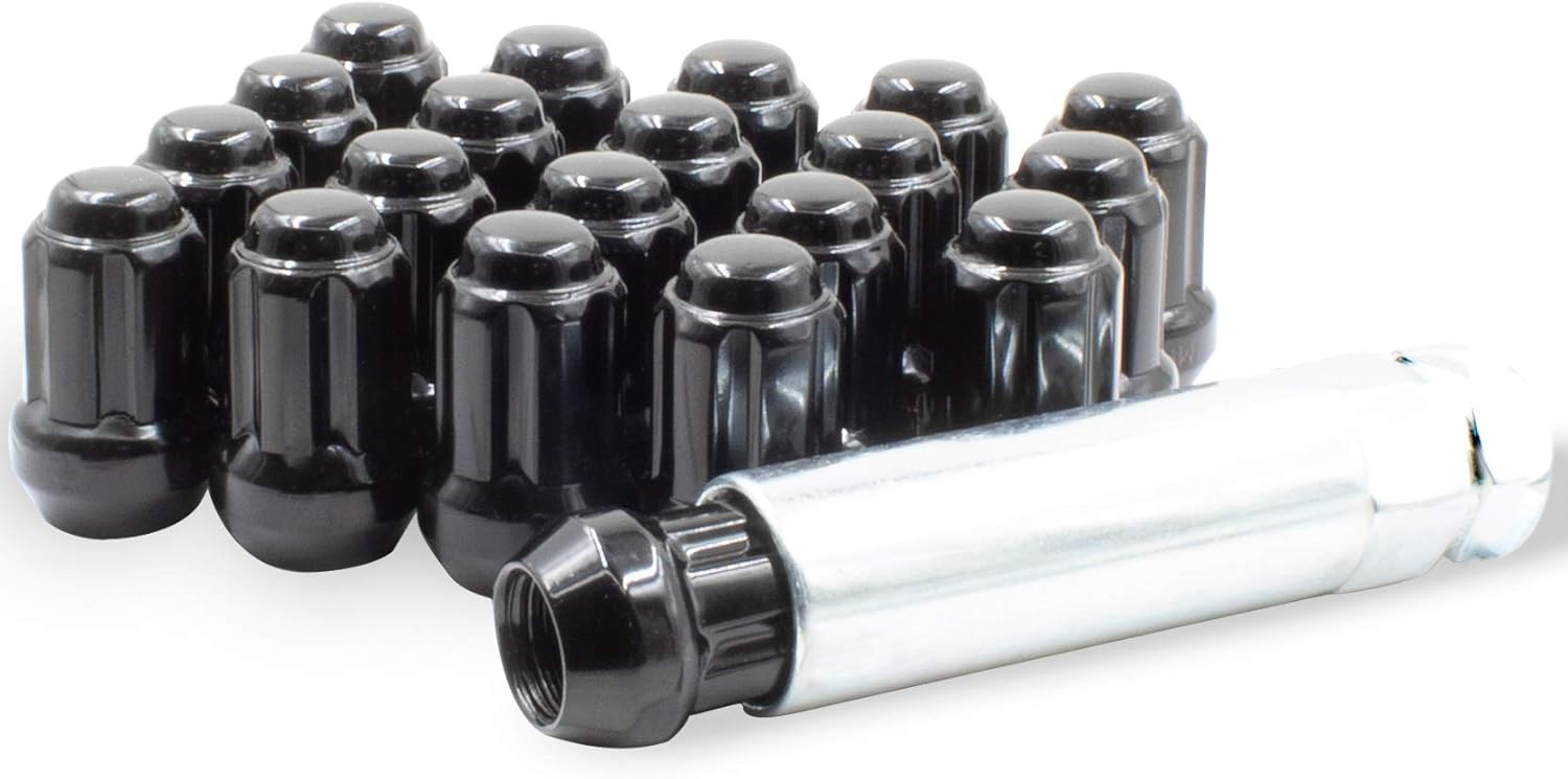 Set of 20 Chrome 1.50" Long Truck Small Diameter Lug Nut Closed End Bulge Acorn 6 Spline with Key (9/16-18, Chrome): Automotive