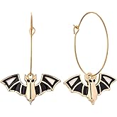 Starchenie Bat Dangle Hoop Earrings Gold Plated Halloween Jewelry for Women