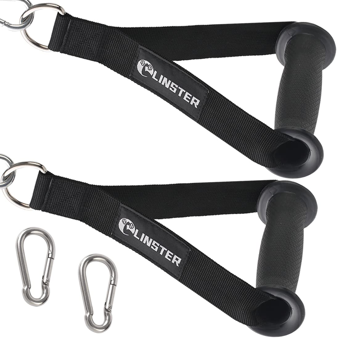 LINSTER Resistance Bands Handle Heavy Duty Gym Handles Cable Machine Attachment, Upgrade Gym Cable Handle Grips Attachment with 2 Carabiner Clips for Total Home Gym