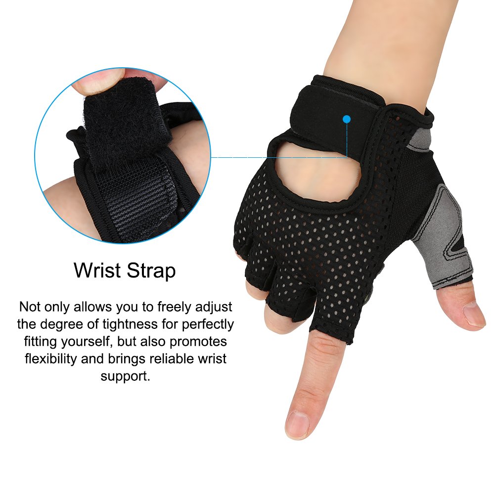 VBIGER Cycling Gloves, Men\'s Half Finger Biking Gloves MTB Gloves with Anti-Shock Gel Pad (C-Black, L)