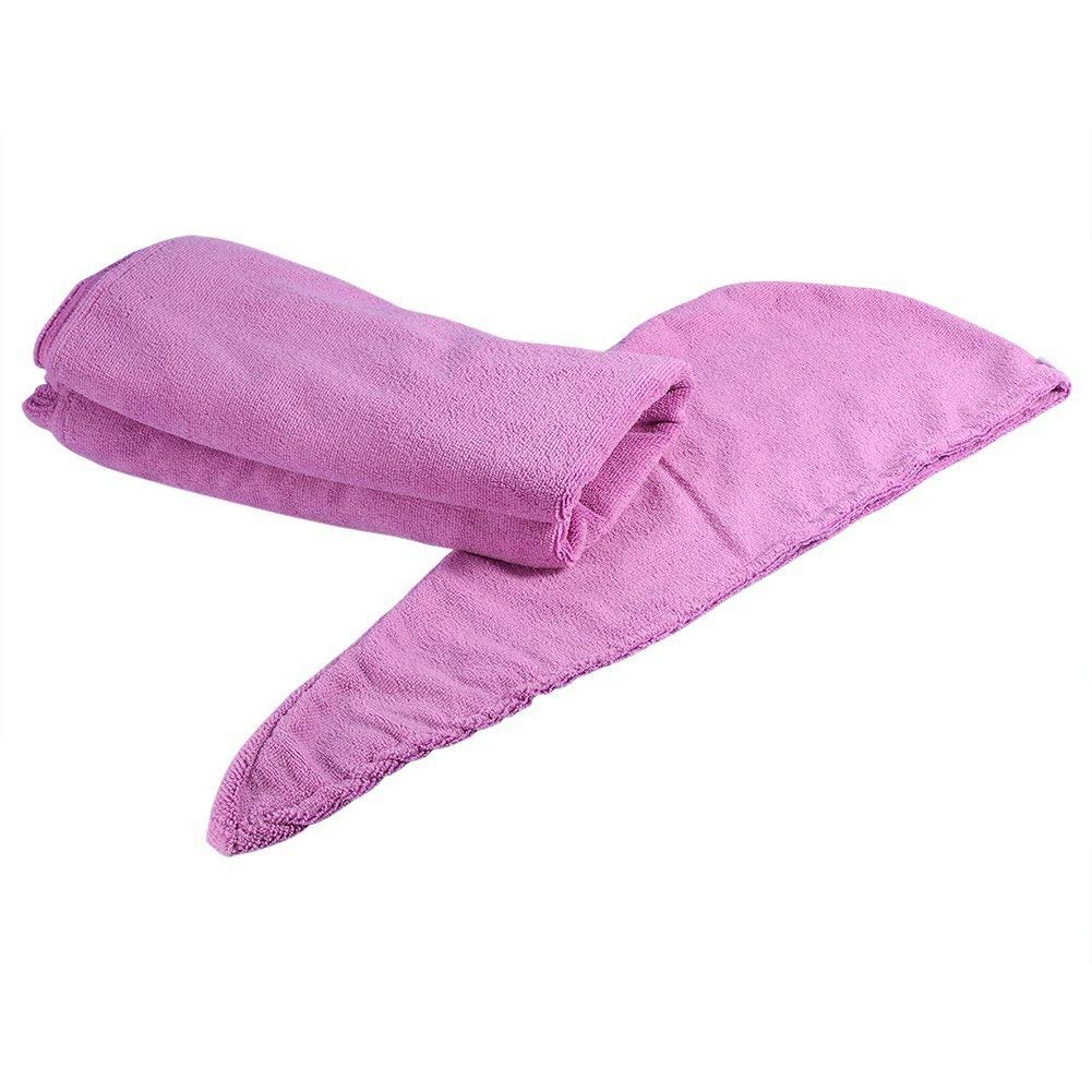 zjchao Bath Towels, Hair Wrap for Women Soft Sauna Bath Terry and Hair Drying Cap Luxury Turban with Magic Tape Sarong Towel 150 * 90cm (Purple)