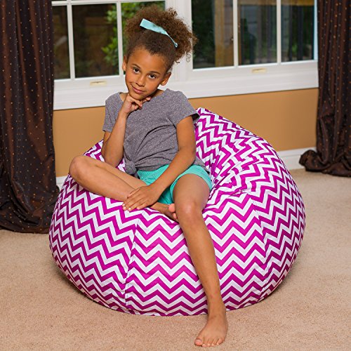 Posh Beanbags Bean Bag Chair, Large38in, Pattern Chevron Purple and