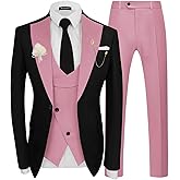 Wangyue 3 Piece Mens Tuxedo Suit Slim Fit Tuxedo for Men Double Breasted Wedding Prom Suits Blazer Vest Pants Sets 2026