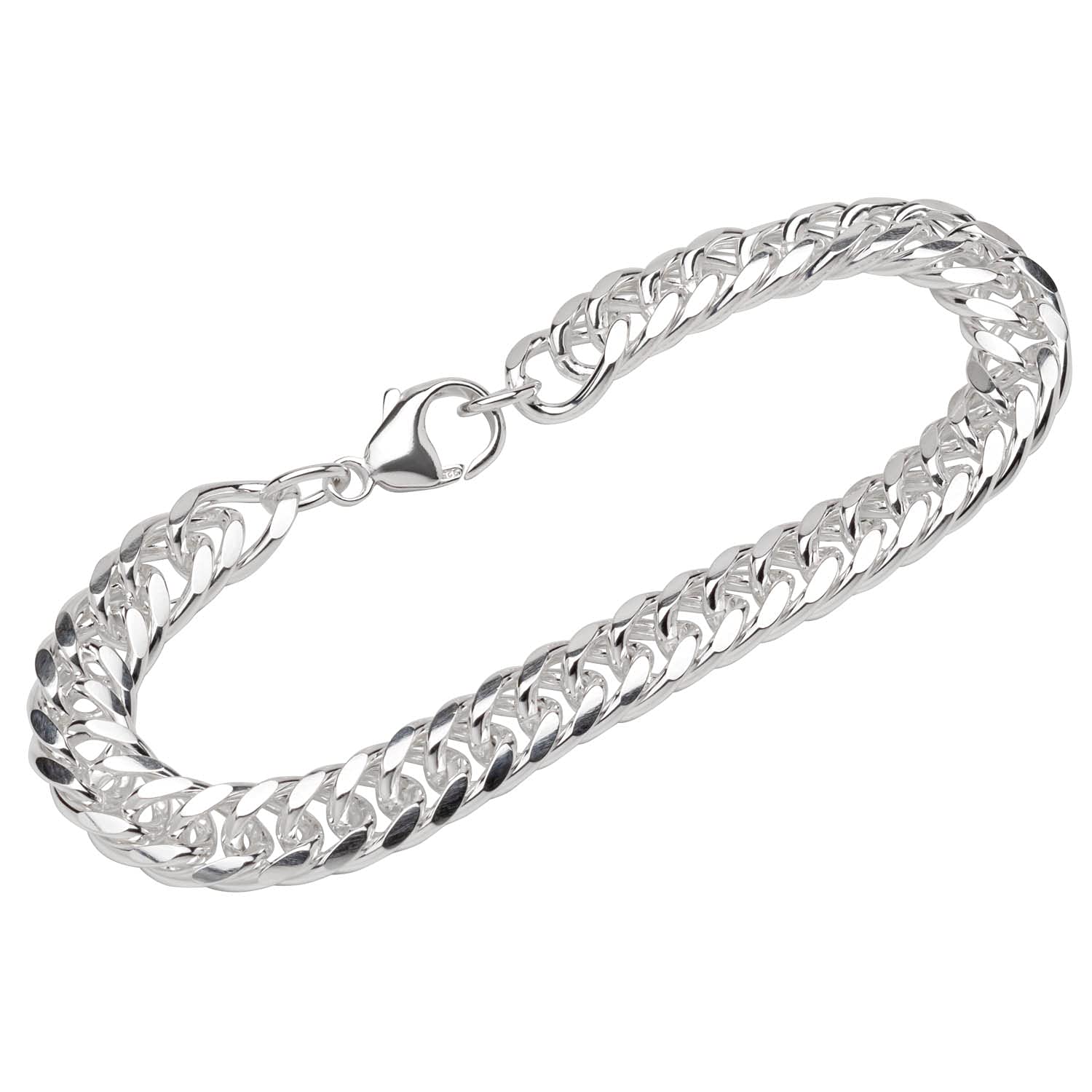 NKlaus bracelet 925 Sterling Silver 21cm double curb chain oval polished 12224