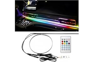 TSUGAMI Car LED Strip Lights, 2 in 1 43.3 Inch & 13.8 Inch 146 LEDs Flexible RGB Multicolor Vehicle Dash Ambient Light with U