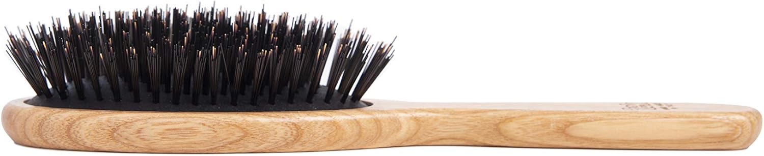 TEK - Large Oval Brush with Ecological Bristles Handmade in Italy, for Fine Hair - 22 x 6 cm, Natural, Black - Image 3